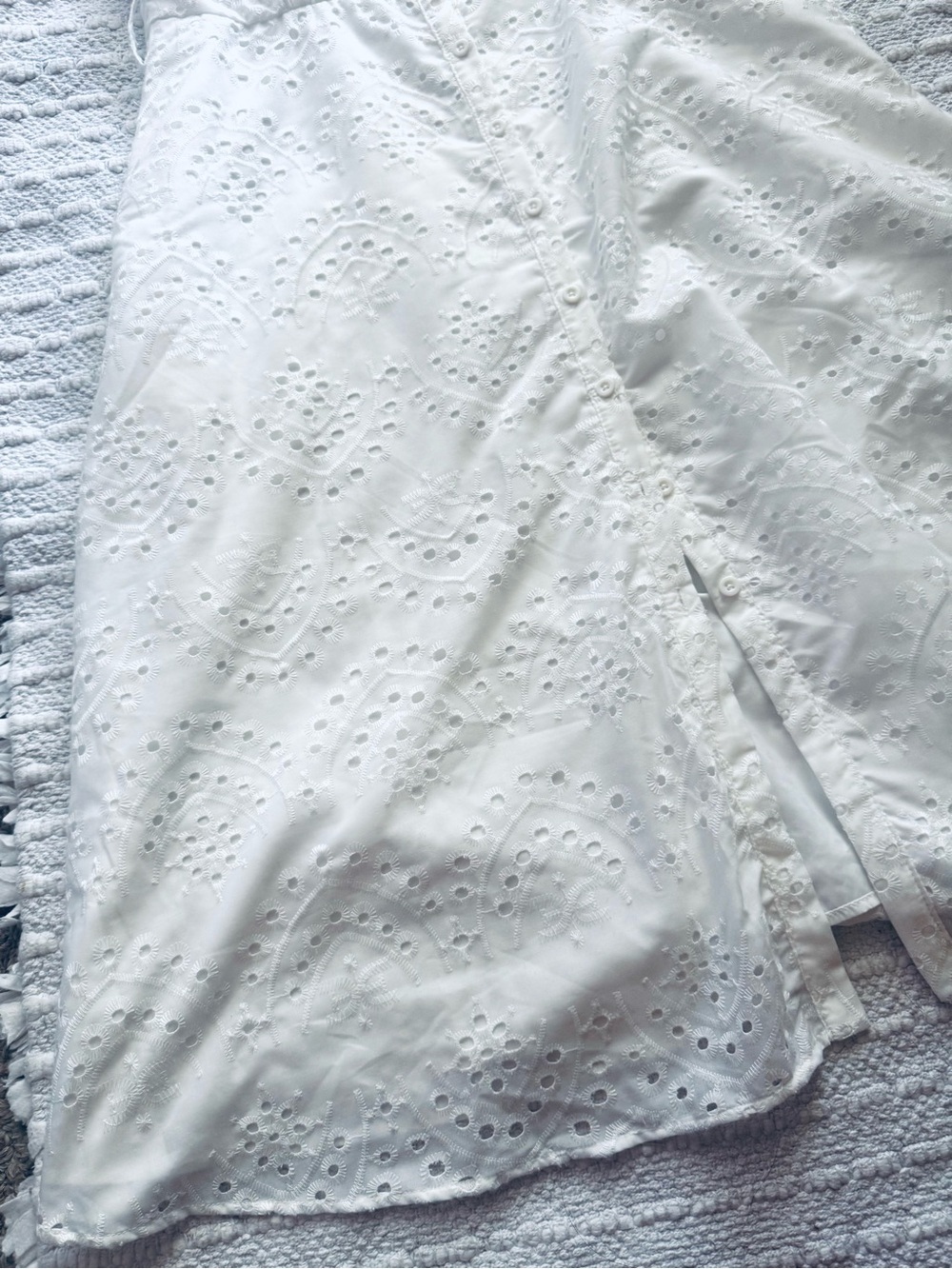 NWT Sam Edelman White Eyelet Collared Sleeveless Button Down Midi-Maxi Dress - Picture 5 of 8